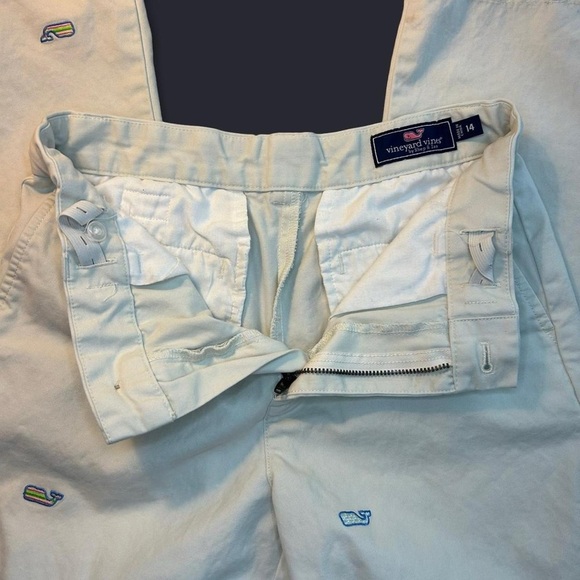 Vineyard Vines by Shep & Ian Khaki Pants | Size 14 | Embroidered Whale Logo - Picture 3 of 11